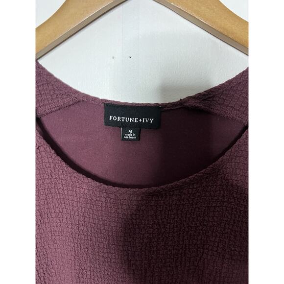 Fortune + Ivy Tabitha Crochet Seersucker Tie Front Blouse Women’s Size Medium - Picture 3 of 5